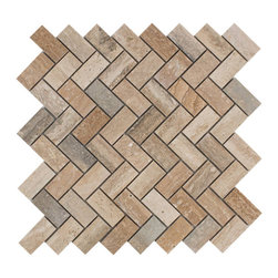 12.06"x12.06" Sadie Mosaic Wall and Floor Tiles, Travertine Marble, Set of 10 - Wall And Floor Tile