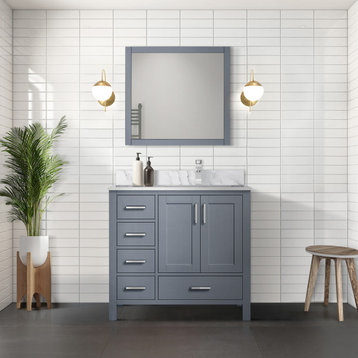 Jacques Vanity 36", Dark Gray, Vanity Cabinet Only, Right Version