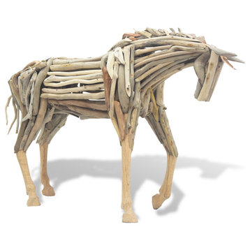 Coastal Home Décor 'Driftwood Horse Trotting' Rustic Handmade Folk Sculpture