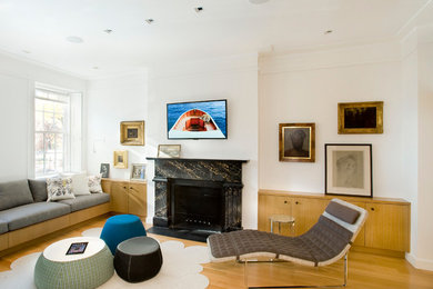 Family room - family room idea in Boston with a wall-mounted tv