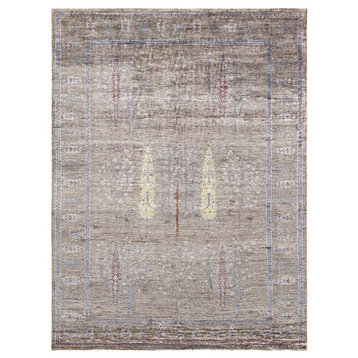 Pasargad Tribal Collection Hand-Knotted Bamboo Silk Area Rug, 5'7"x 7'9"