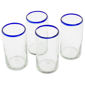 NOVICA Clear Seas And Recycled Glass Tumblers  (Set Of 4)