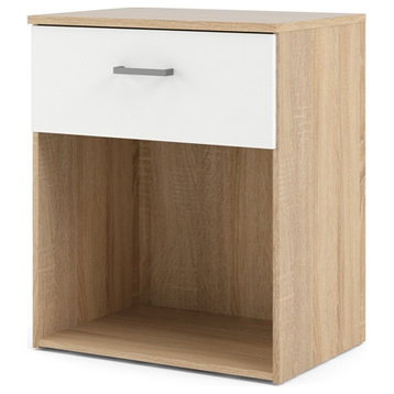 Bowery Hill 1 Drawer Nightstand in Oak and White
