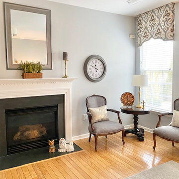 Gray and Cream Transitional Living Room