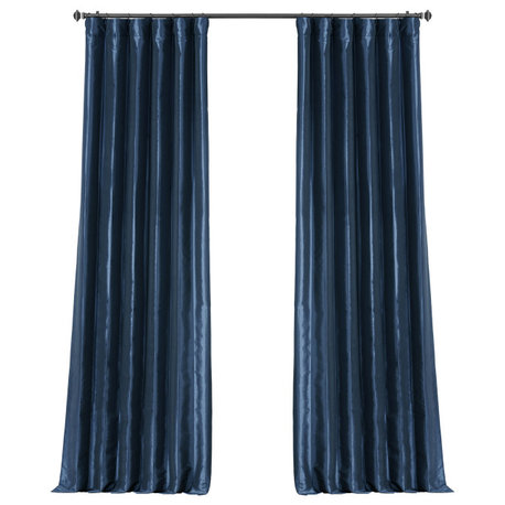Navy Blue Blackout FauxSilk Taffeta Curtain 1 Panel, 50"x120"