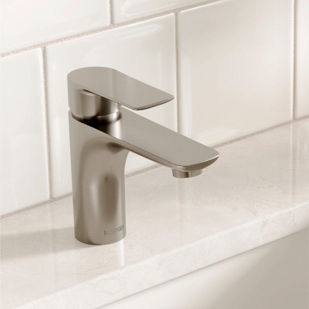 Karran KBF420 1-Hole 1-Handle Basin Faucet With Pop-up Drain, Stainless Steel
