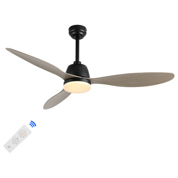 Audie 52" 1-Light App/Remote-Controlled 6-Speed Ceiling Fan, Gray Wood