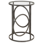 Uttermost - Uttermost Lucien Iron Accent Table - Interlocking Loops Of Chunky Hand Forged Iron Finished In A Textured Aged Black With Gold Highlights. Top Is Clear Glass.