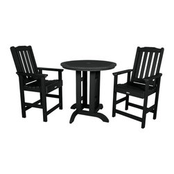 Highwood USA - Lehigh 3-Piece Round Counter-Height Dining Set, Black - Outdoor Dining Sets