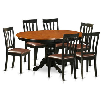Dining Set, 7-Piece With 6 Wooden Chairs