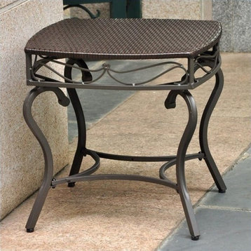 Valencia Resin Wicker/ Steel Side Table, Chocolate