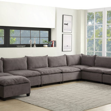 Madison 194" Fabric 8 Piece Modular Sectional Sofa Chaise