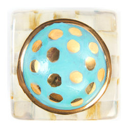 Parchment Check Square Knob | MacKenzie-Childs - Cabinet And Drawer Knobs