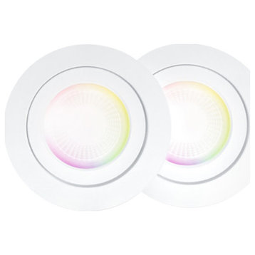 Wi-Fi Smart 4" Swivel LED Multicolor White Recessed Lighting Kit 2-Pack