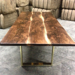 Black walnut table with brass base - Dining Tables