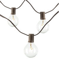 Set of 2 20-ft Long Electric Patio Light Strings with 20 G40 Bulbs Each