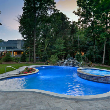 Naperville, IL Freeform Swimming Pool with Raised Hot Tub