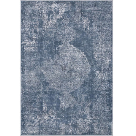 Unique Loom Ivory Woodburn Portland Area Rug, Blue, 4'0x6'0, Rectangular