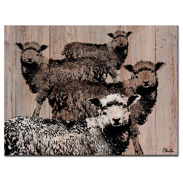 Ready2HangArt Farmhouse 'Flock of Sheep' Wrapped Canvas Animal Wall Art, 40"x30"