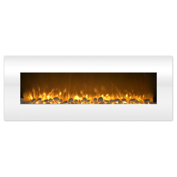 Electric Fireplace, Color Changing LED Flame, No Heat, 50, inch, White