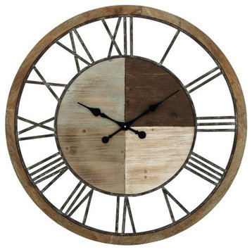 Farmhouse Brown Wood Wall Clock 47926