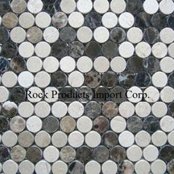 MPR-3289 PENNY ROUND MIXED CREMA MARFIL EMPERADOR DARK AND EMPERADOR LIGHT - Mosaic Tile