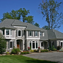 Gray House in Penfield, Gray Shutters