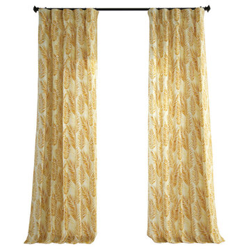 Kupala Eternal Gold Printed Cotton Curtain Single Panel, 50Wx84L