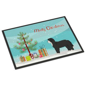 Black Sheepadoodle Christmas Tree Indoor/Outdoor Mat 24x36 Doormats