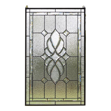20" x 34" Stunning Handcrafted All clear stained glass and beveled window Panel