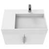 Amazon 30" Right Wall Mounted Bathroom Vanity, White, White Top, Chrome Handles