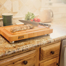 John Boos 1 3/4" Thick Grooved Cherry Board With SS Feet - Cutting Boards