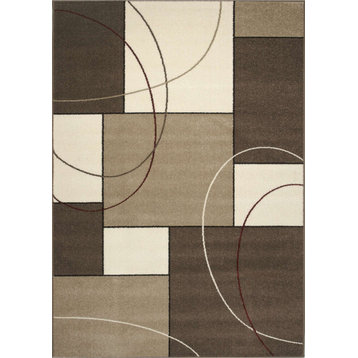 Charlotte Collection Beige Cream Taupe Abstract Geometric Rug, 7'10"x10'6"