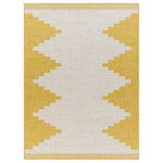 Hauteloom - Hauteloom Djugun Yellow Patio Indoor/Outdoor Aztec Geometric Square Rug - 6'7" - Our rugs are crafted with care and attention to detail, making them the perfect addition to any room in your home.   Made with high quality materials, our rugs are durable and comfortable, providing a cozy feel underfoot.   This Hauteloom rug is a beautiful  area rug, measuring at a 6'7" Square, it can be comfortably used in living room, bedroom.   Decorate your home with this rug and enjoy it with pleasure.