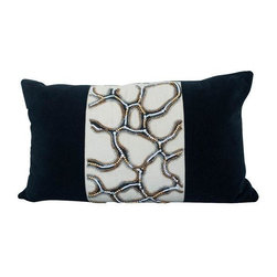 Black Velvet Pillow with Beading - Decorative Pillows