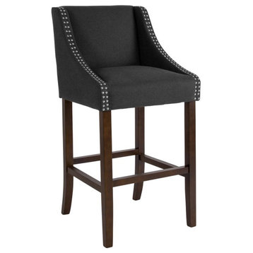 Flash Furniture Carmel 30" Upholstered Bar Stool in Black and Walnut