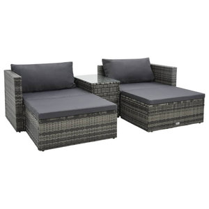 OVE Decors Sunnybrook Daybed Dark Brown Wicker With Beige Olefin Cushions -  Tropical - Outdoor Lounge Sets - by OVE Decors | Houzz