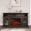 58" TV Stand Entertainment Center With 23" Electric Fireplace, Espresso