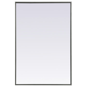 Metal Frame Rectangle Mirror 24X36 Inch, Silver