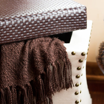 Ottoman Stool with Pull-out Shelf