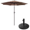 Patio Umbrella Umbrella Push Button Tilt Backyard Canopy, 19lbs Base, Brown