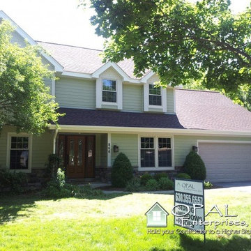 James Hardie Siding in Heathered Moss, Cobblestone Trim, & Stone in Naperville