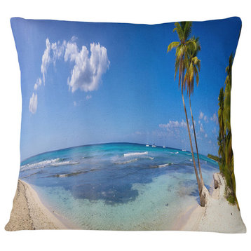 Paradise Beach Panorama Landscape Photography Throw Pillow, 16"x16"