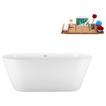 59" Streamline N3720BL Soaking Freestanding Tub and Tray With Internal Drain