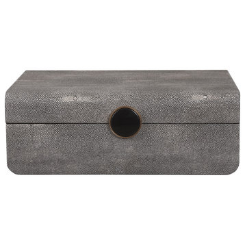 Art Deco Faux Shagreen Gray Decorative Box Textured Smoke Dark Vintage Style