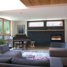 fireplace with piano