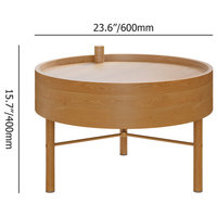 Modern Round Wood Rotating Tray Coffee Table With Storage, Natural
