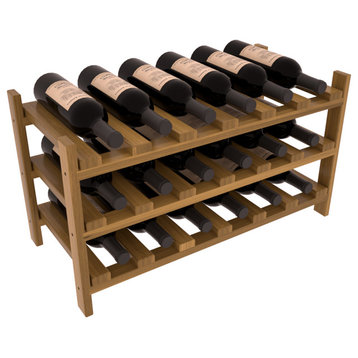18-Bottle Stackable Wine Rack, Premium Redwood, Oak Stain/Satin Finish