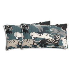 Cushion Source - Rajita Tiger Midnight Lumbar Pillows, Set of 2 - Decorative Pillows