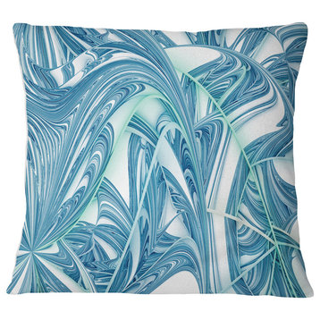 Unique Blue Fractal Design Pattern Abstract Throw Pillow, 18"x18"